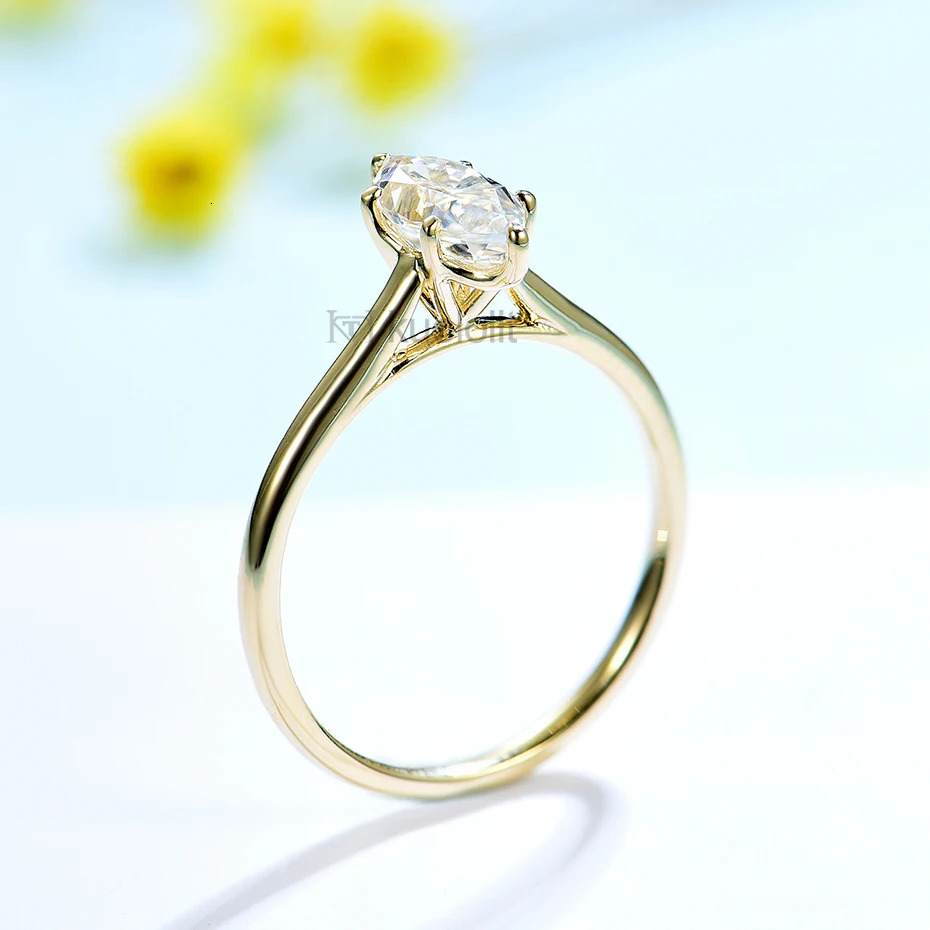 Kuololit Crushed Ice Pure 18K 14K Rose Gold Marquise Ring for Women Solitaire Wedding Diamond Engagement Trends 240402