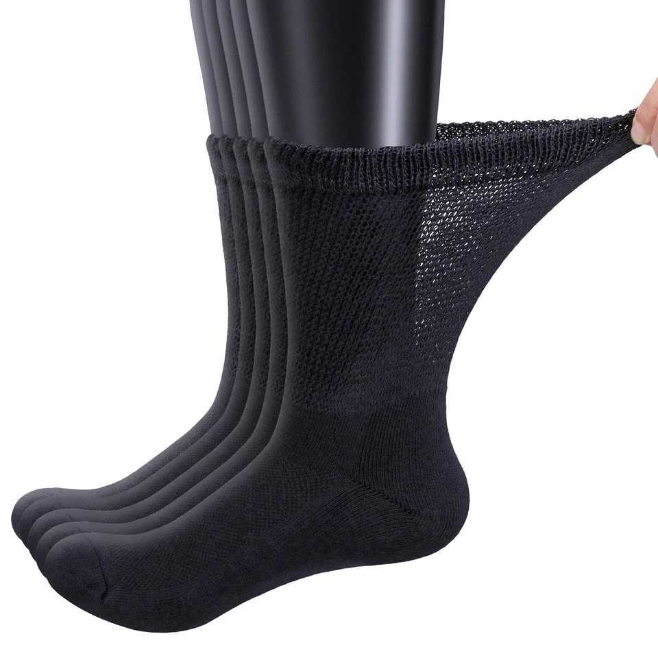 YUEDGE Diabetic Breathable Bamboo Comfort Cushioned Sole Elastic Free Non-Binding Loose for Diabetes 5 Pairs LX241102