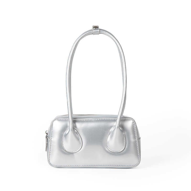 Shoulder Bags Korean Version WoMens Handbag With Niche Texture Simple Shiny Single Shoulder Armpit Tote Bag Versatile Commuting Small Square Bag 24101