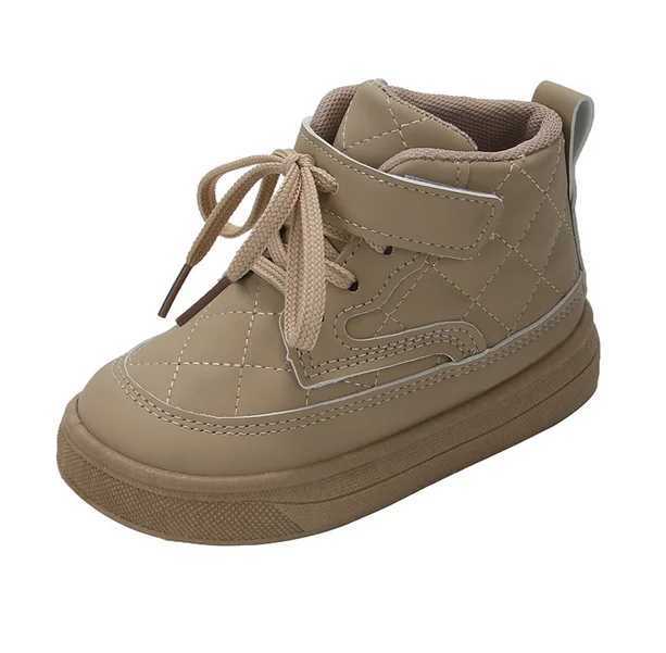 Childrens leather boots high top autumn and winter new sports shoes boys shoes casual shoes lace fashion short and fat sports shoes M241102