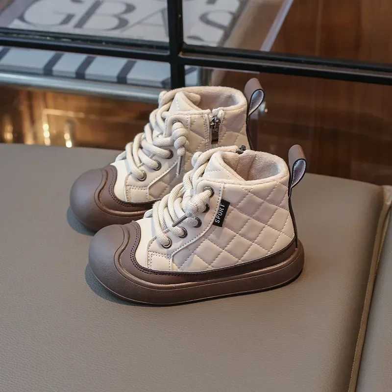 New winter childrens boots with thick soles waist circumference girls ankle boots fashionable childrens warm cotton boots anti slip patches working si