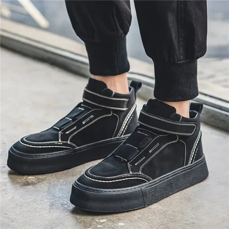 Ankle Boots Suede Mens Shoes Vintage Boots Hook and Loop Versatile ious Male Casual Sports Shoes Botines Hombre 241031