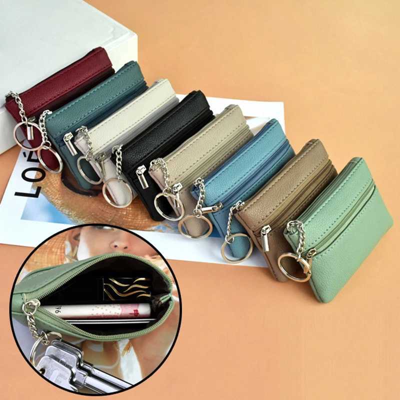 2 Pouch Pocket Wallets Women Small PU Leather Coin Purse Zipper Change Mey Bags Key Holder Case ID Card Holde Zipper PursesXJ241111