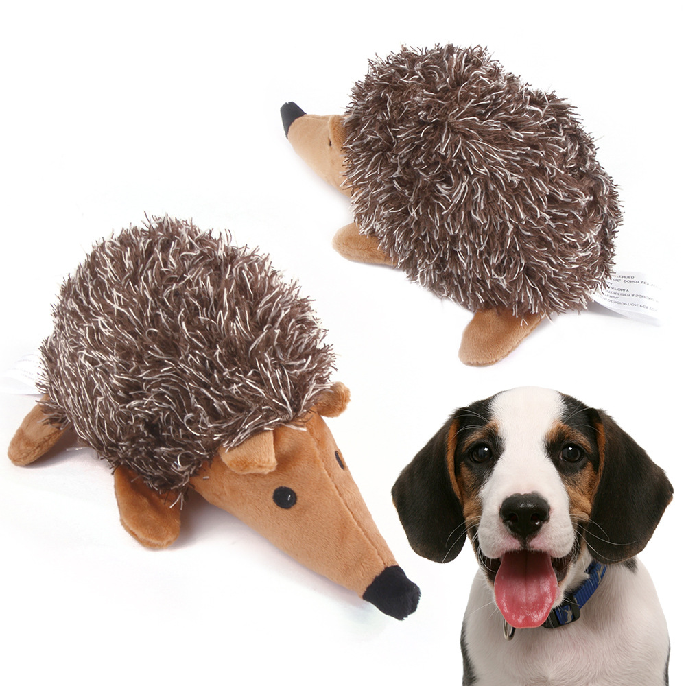 Plush Dog Toys Hedgehog Shape Squeak Pet Molar Toy Puppy Chew Bite Resistant Interactive Sounding Toy Pet Accessories Supplies