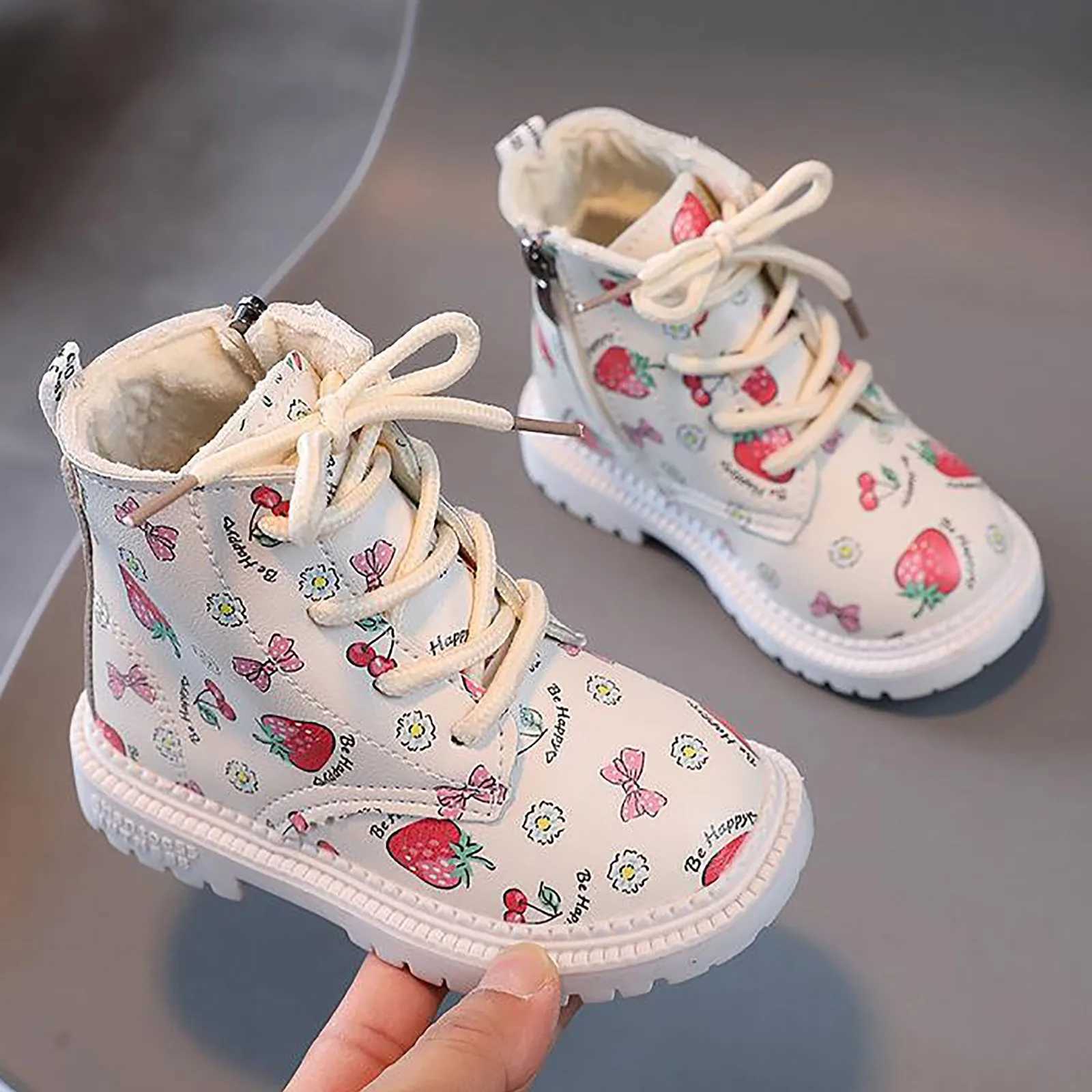 New autumn winter childrens plush warm boots childrens anti slip rubber outsole ankle boots boys and girls fashionable childrens shoes M241102