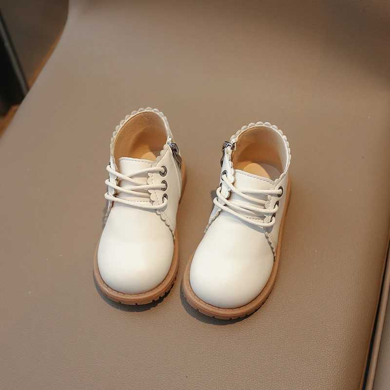 Womens Leather Boots Spring/Summer Childrens Ankle Boots Womens Lace Side Zipper Rubber Boots Size 21-30 M241102