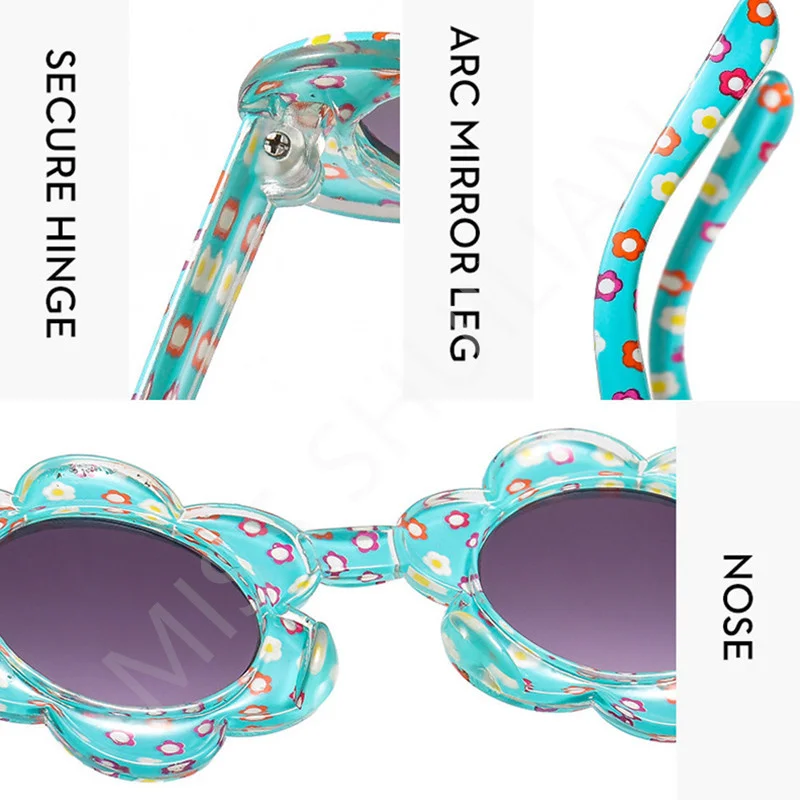2023 Gradient 2025 Lens Children's Flower Sunglasses Kids Girls Cute Baby new Eyeglasses Round Floral Print Eyewear Child Daisy Glasses