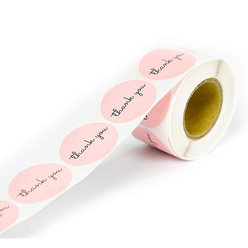 100-500pcs Round Thank You Sticker Envelope Seal Scrapbook Sticker Pink Heart Cute Round Sticker Stationery new 2025 Label Stickers