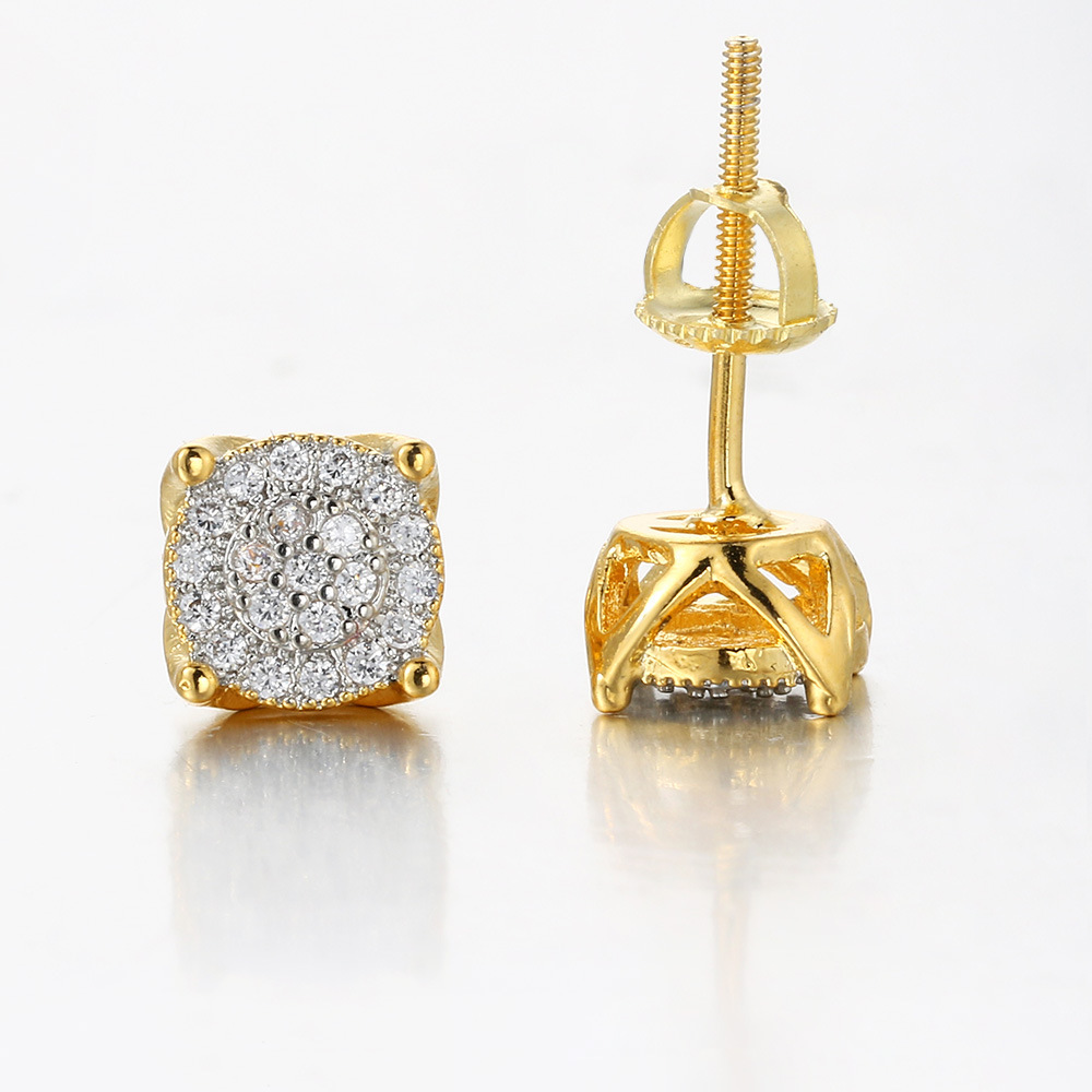 Hip Hop Personalized Thread Earrings Couple Same Style Full Diamond Zircon Earrings Popular Ear Accessories Wholesale