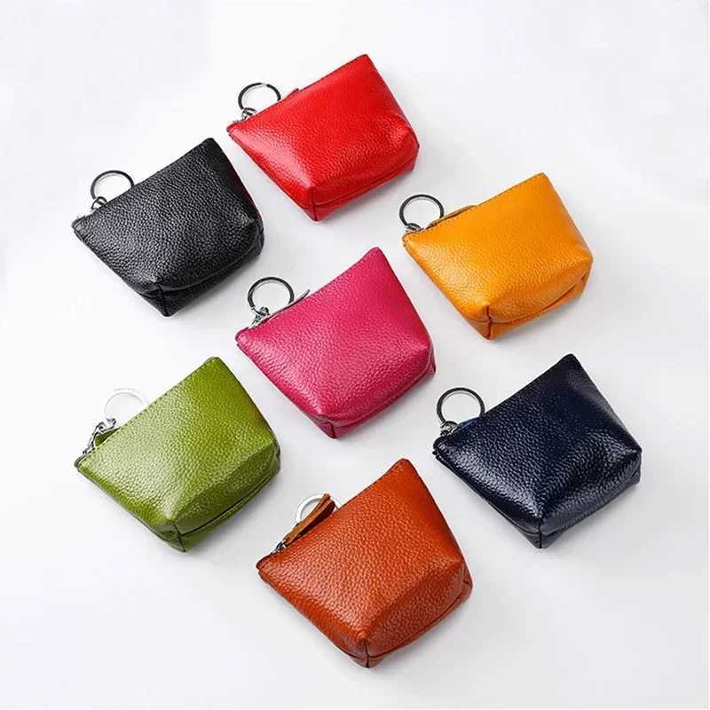 Portable Genuine Leather Coin Purse Vintage Key Card Coin Earphe Holder Pouch for Women Men Mini WalletXJ241111