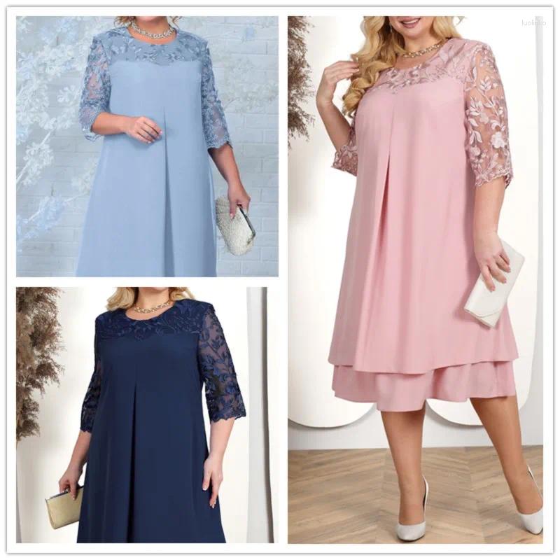 Casual Dresses Plus Size Summer For Women 2024 Embroidery Floral Patchwork Formal Dress Loose Wedding Party Banquet Prom Clothing