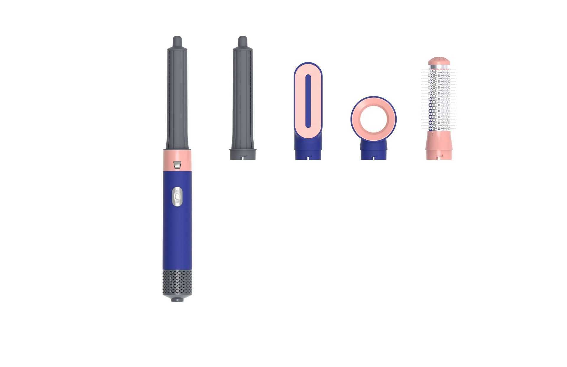 Hair Dryers Five-in-one hot air comb automatic curling rod curling straight dual-purpose styling hairdressing comb electric hair dryer 240401