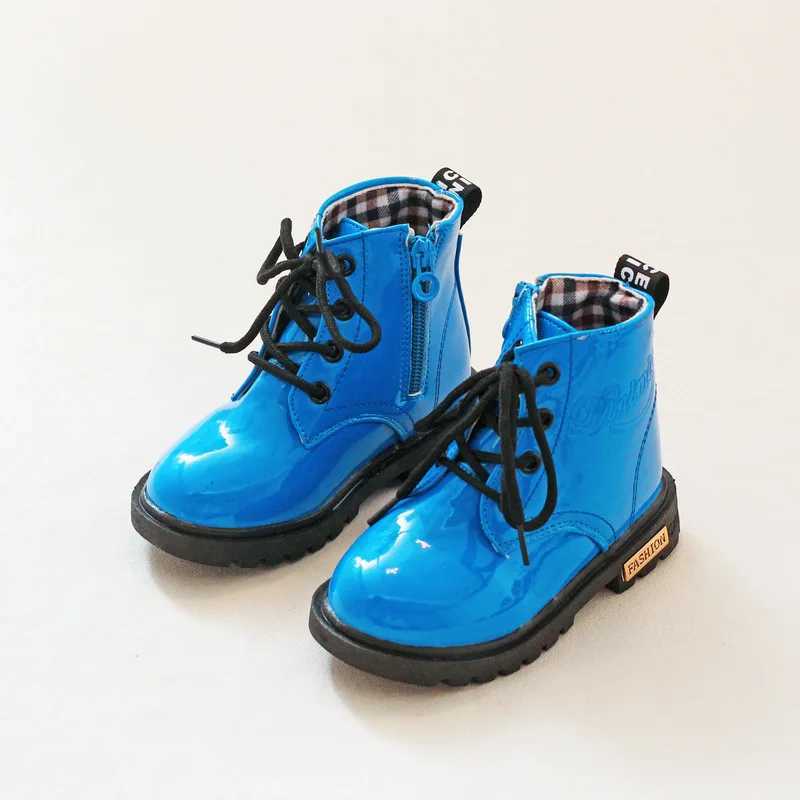 New girls leather boots boys shoes spring and autumn PU leather childrens boots fashionable childrens boots warm winter boots M241102