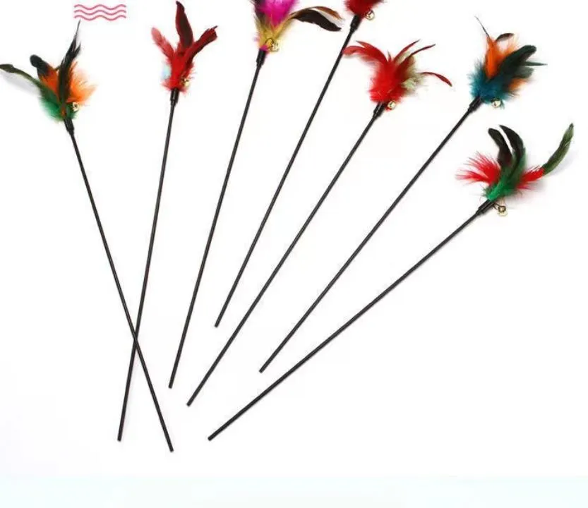 Cat Teaser Wand Toy Interactive Pet Kitten Birds Feather Play Sticks With Bell