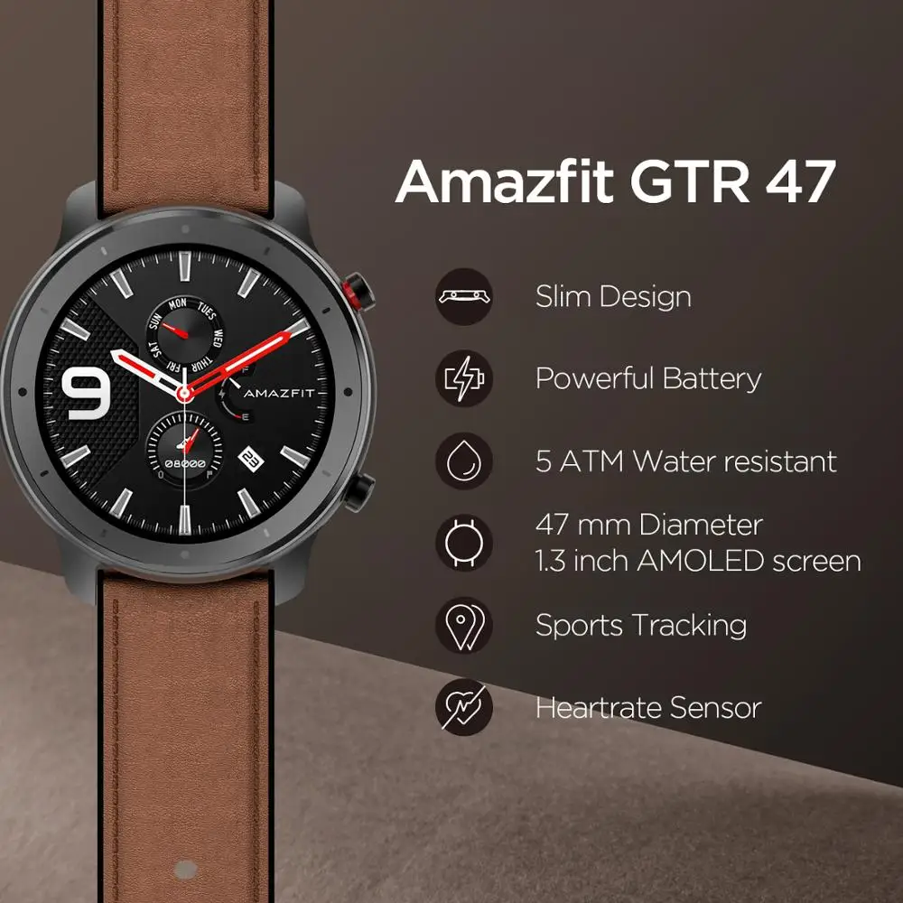 Amazfit Smartwatch GTR 47 2025 5ATM Waterproof Smart Watch new Music Control For Android IOS Phone 95 New Used Item No Box