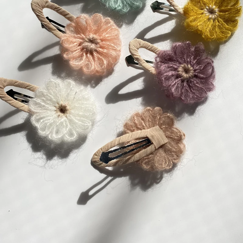 Wool Yarn Hairpin Baby Girls Hair new Clips Daisy Flower 2025 Barrettes For Kids Cute Pins Children Hairgrips Korean Style Accessories