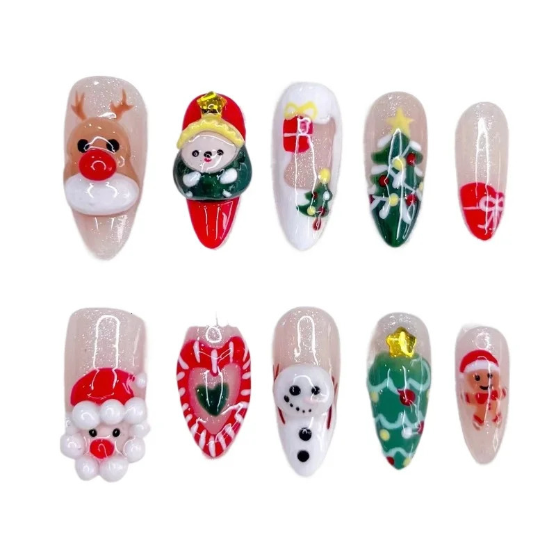 3D Handmade Fake Nail Relief Reference Christmas Products with Fake Nails and Gift Sets Fake Nails 241031