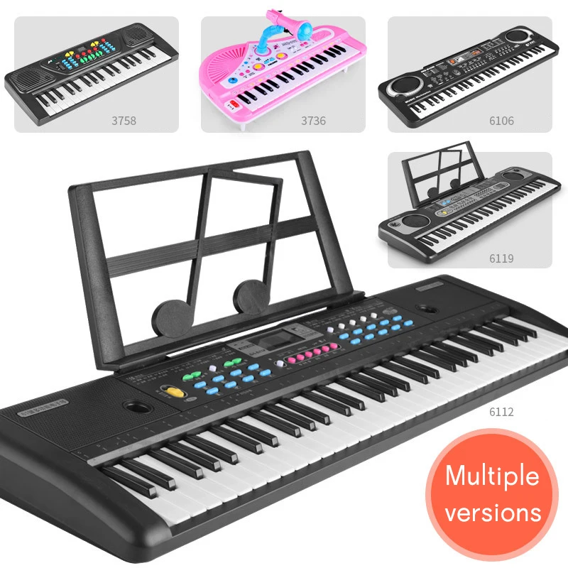 Children's 61 Keys Piano with Microphone Multifunctional Electronic Organ 37 Keys Music Electronic Keyboard Piano Girl Toys Gift