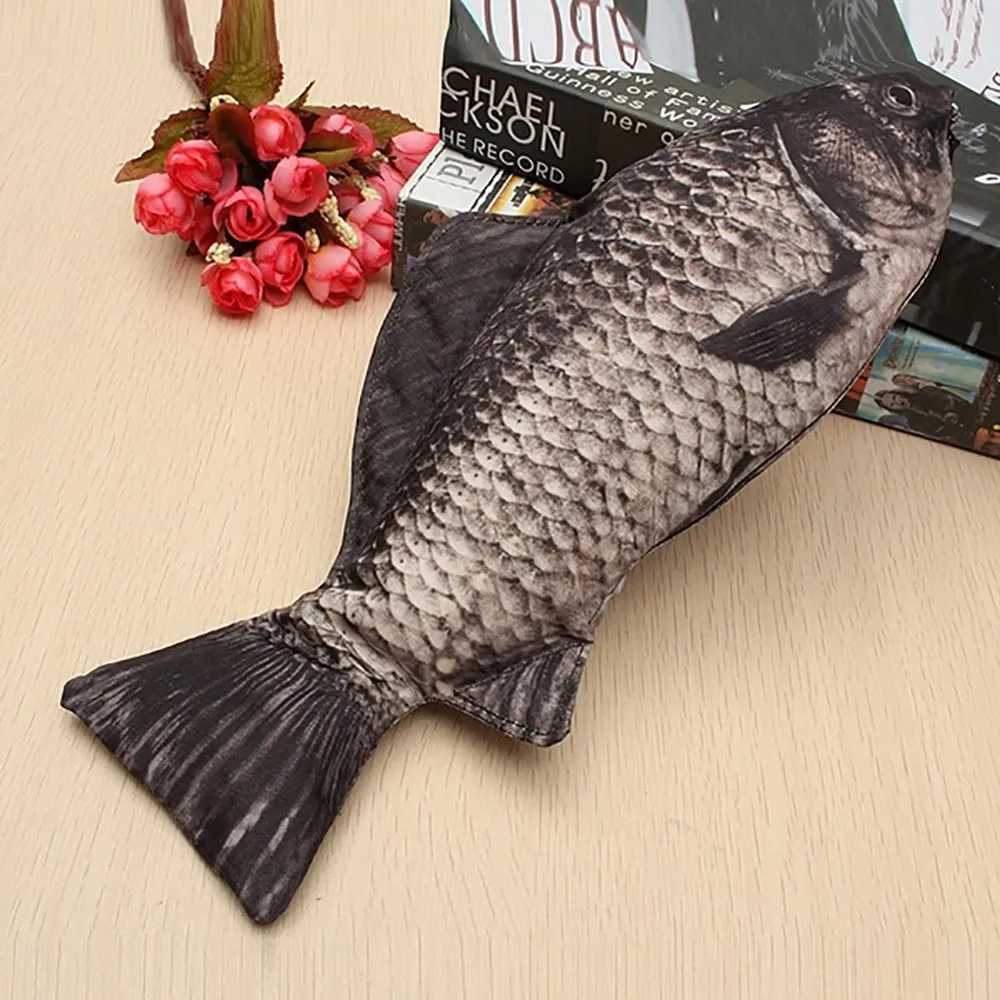 Creative Carp Realistic Fish Shape Make-up Pouch Pen Pencil Case With Zipper Back To School Pencil Pouch Coin PurseXJ241111