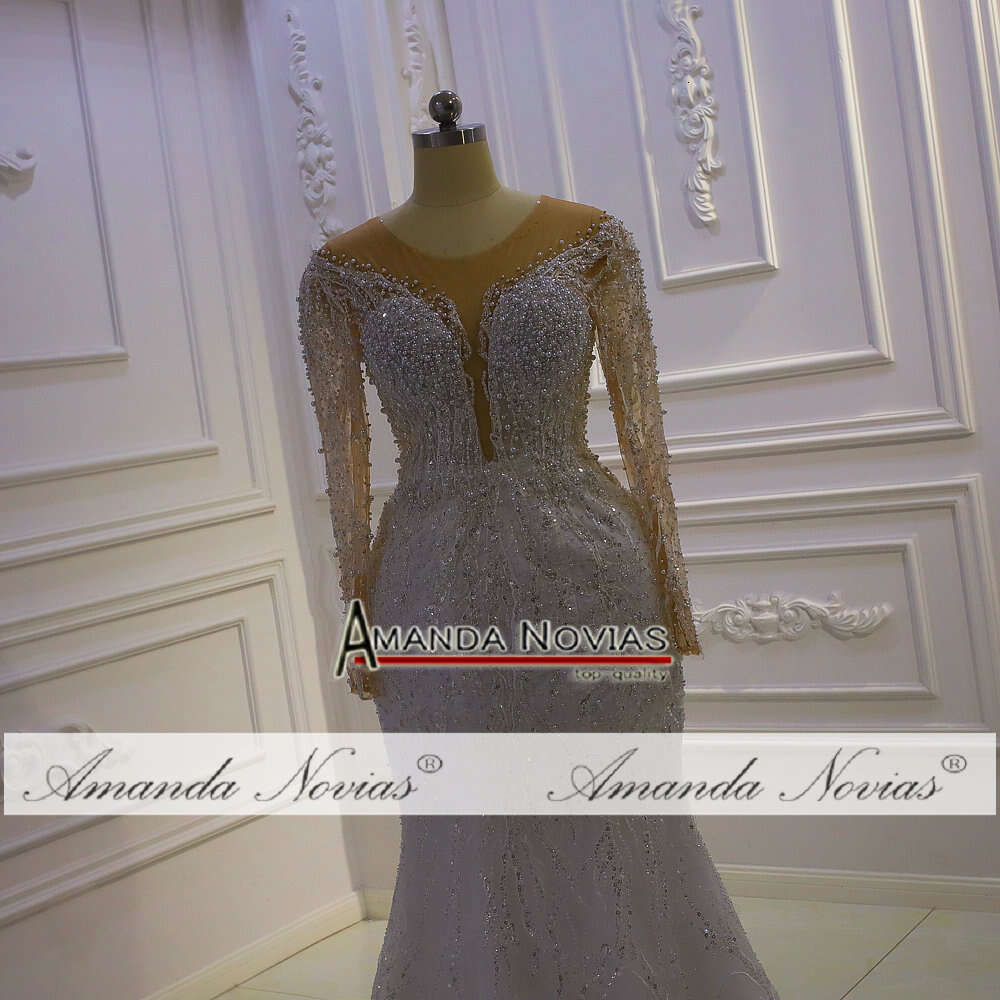 Off The Shoulder V-neck Full Beading 2 in 1 Mermaid Wedding Dress