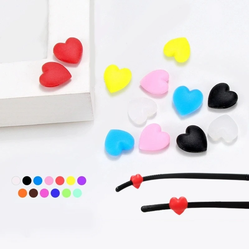 10 Pairs new Heart Shape Glasses Anti-slip Silicone Ear Clip Adult Kids Eyeglass Strap Holder Ear Grips Hook for 2025 Sports Daily Wear