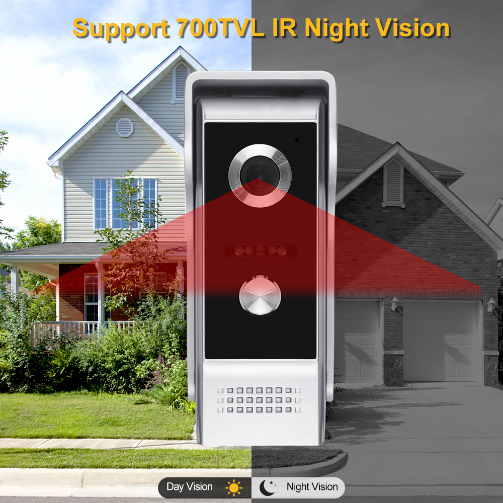 Wired 4.3 inch Video Doorbell Intercom System for Home Villa Handheld Door phone Monitor Waterproof Outdoor Camera Color 700TVL
