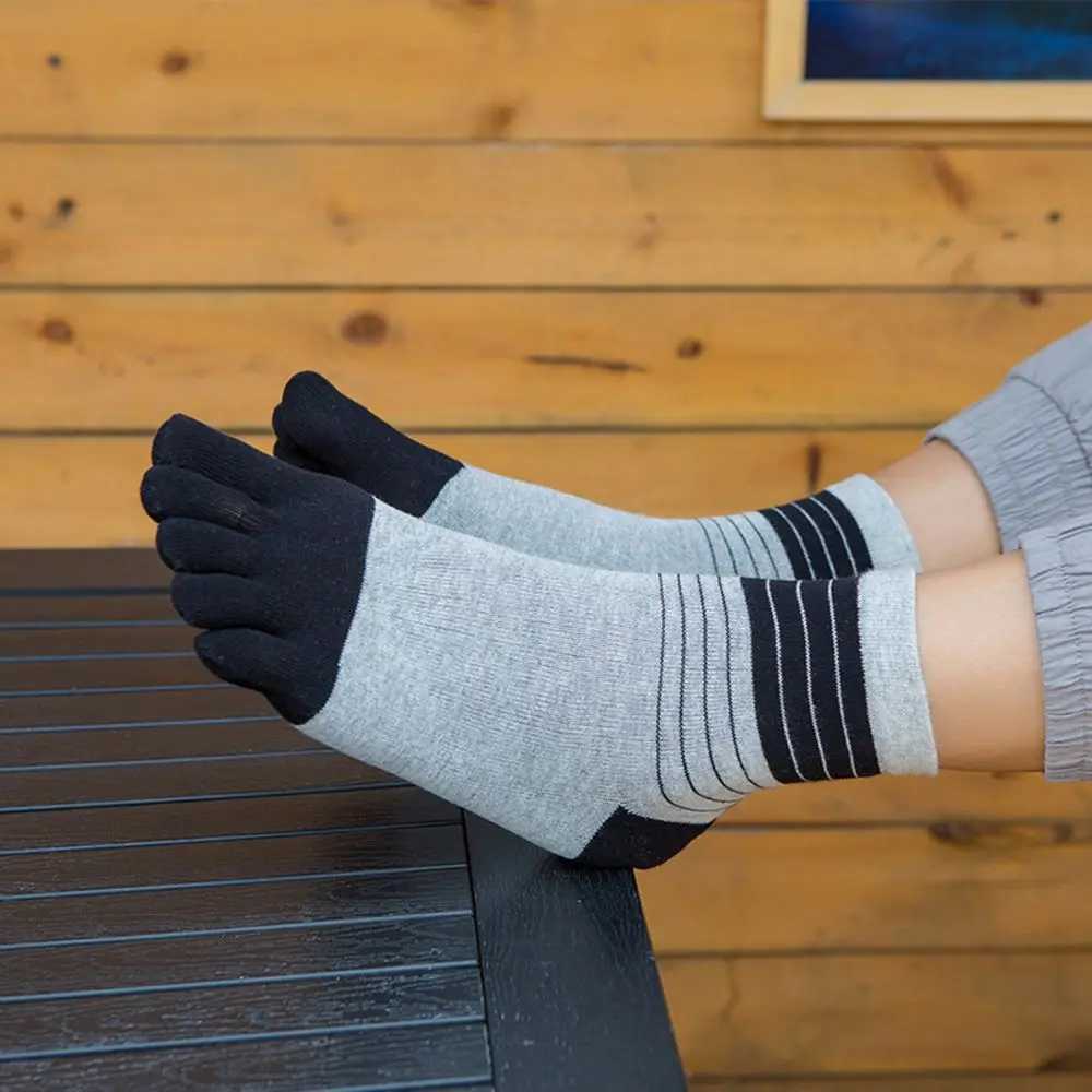 Fashion Deodorant Comfortable Simple Middle Tube Casual With Toes Stripe Hosiery Five Finger Man LX241102