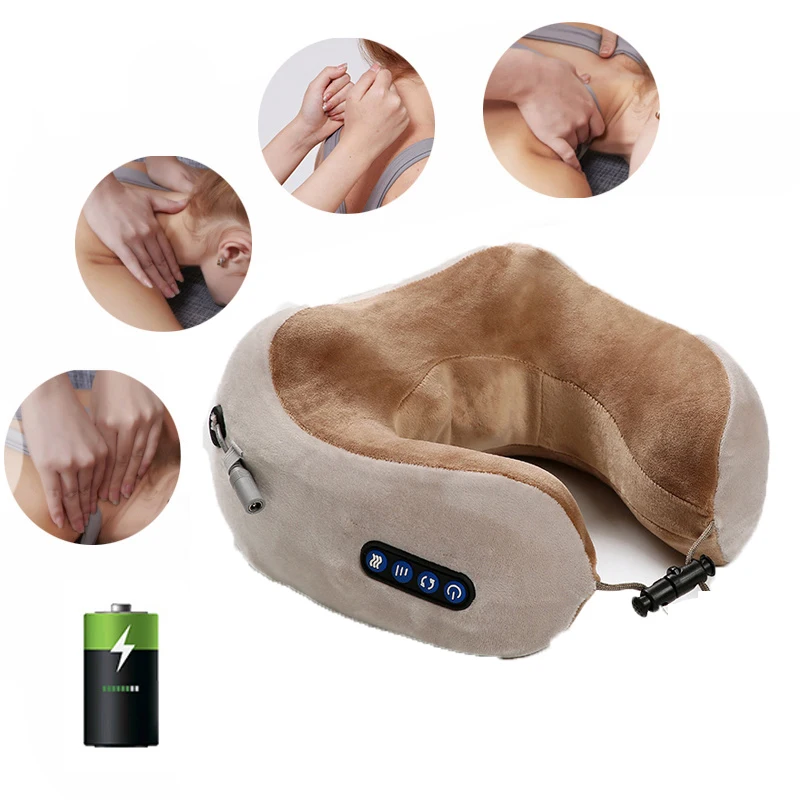 Electric Neck Massager U Shaped Pillow Multifunctional Shoulder Kneading Heating Massager Portable Travel Home Car Use Device