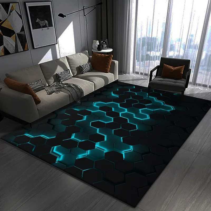 3D Vision Geometric Living Room Carpet E-sport Bedroom Bedside Decor Rugs Non-slip Home Sofa Coffee Table Kitchen Floor MatXJ241101