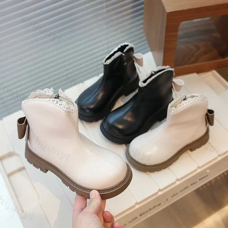 Womens Short Boots Warm Cotton Childrens Ankle Boots Soft Bottom New Womens Fashion Bow Princess Leather Boots Side Zipper Boots M241102