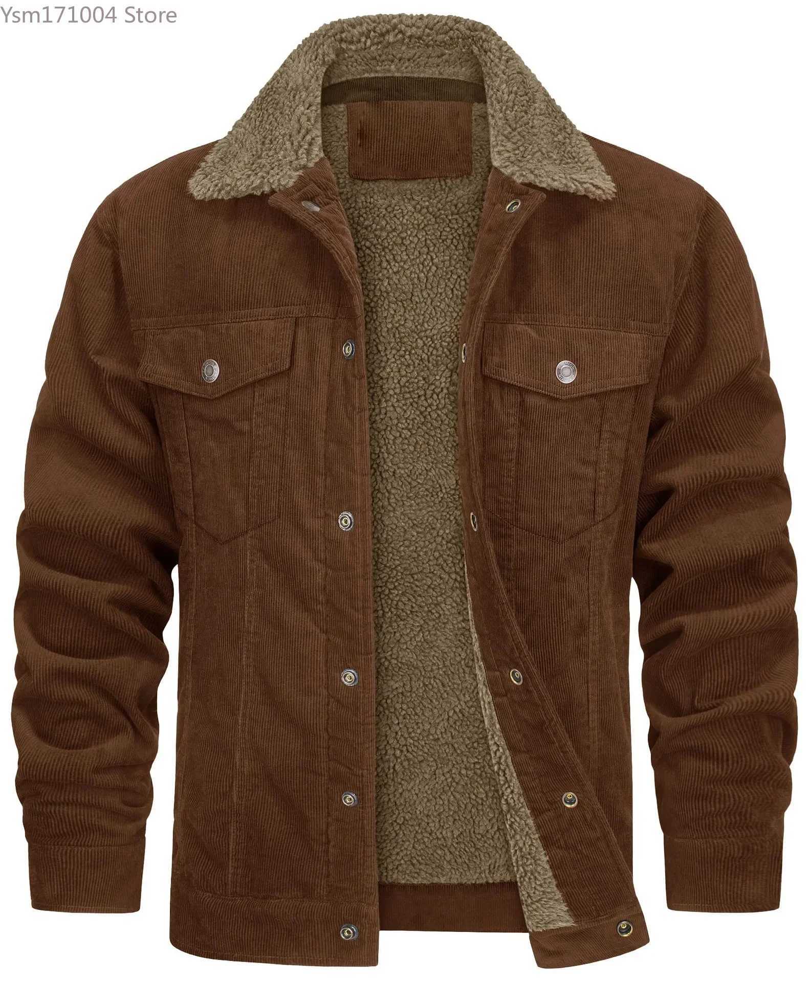 Mens Luxury Denim Jacket Corduroy Jacket Retro Sherpa Flce Windbreker Thick Warm Winter Jacket with LTIPL Pocket Casual W241102