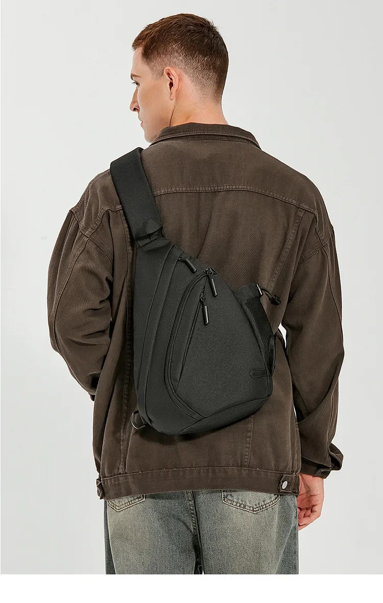 Mens Waterproof Chest Bag Young Peoples Crossbody Large Capacity Multifunctional Sports and Leisure Travel 241029