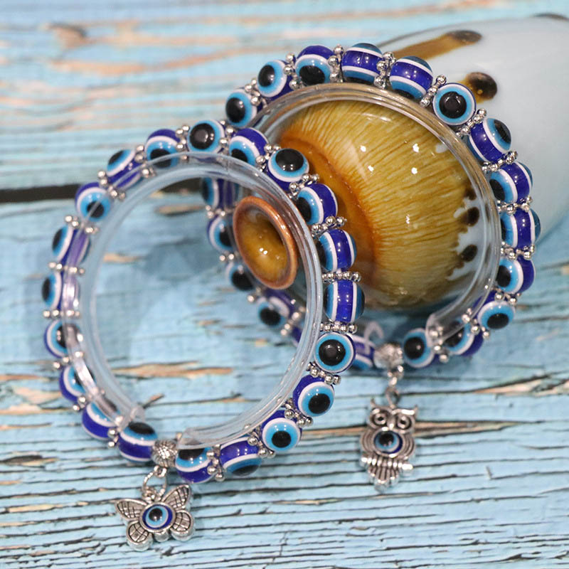 Lucky Turkish Blue Eye Bracelet for Women Men Elephant Butterfly Fatima Hand Charm Bracelet Evil Eye Beads Braclets Accessories