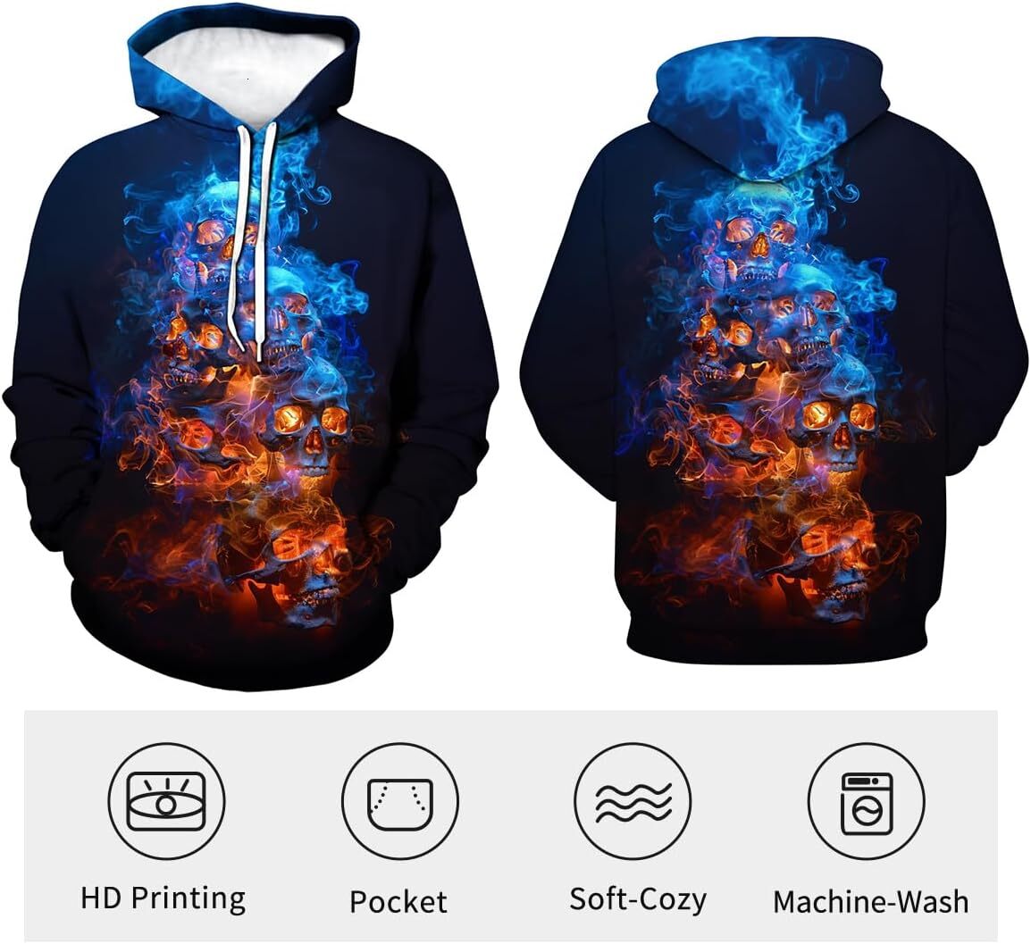 Hoodie for Mens Womens Novelty Cool Skull cool Hoodie Funny Fashion Graphic Dreamy vision Sweatshirts Graphic Hoodies sweatshirt Pullover Long Sleeve
