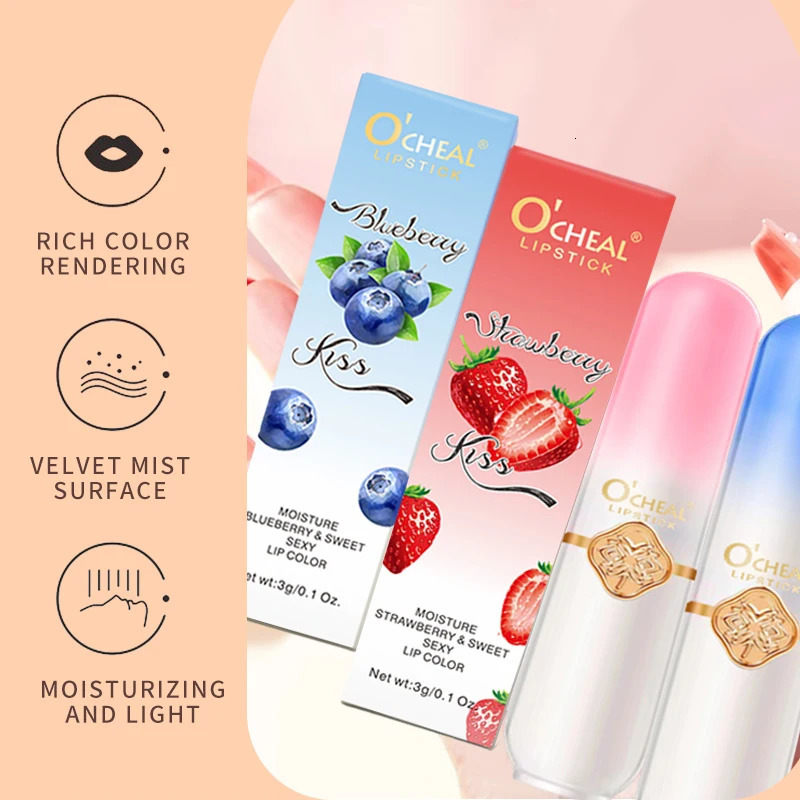 OCHEAL Colorful Fruit lipstick Peach Temperature Change lipstick Waterproof Long lasting lipstick 241031
