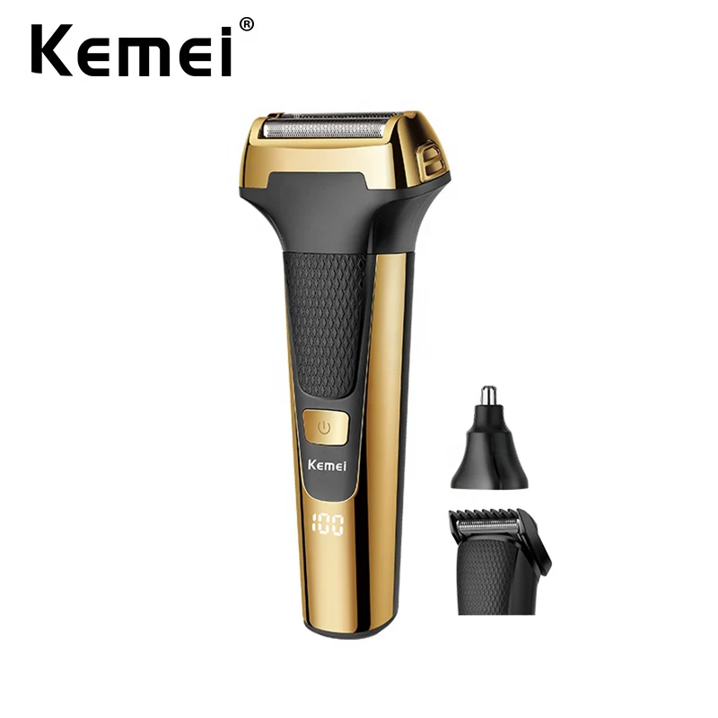 2025 Kemei Multifunctional Men Electric Foil Shaver Gold new Reciprocating Razor Nose Ear Trimmer 3 In 1 USB Hair Cutting hine Clipper