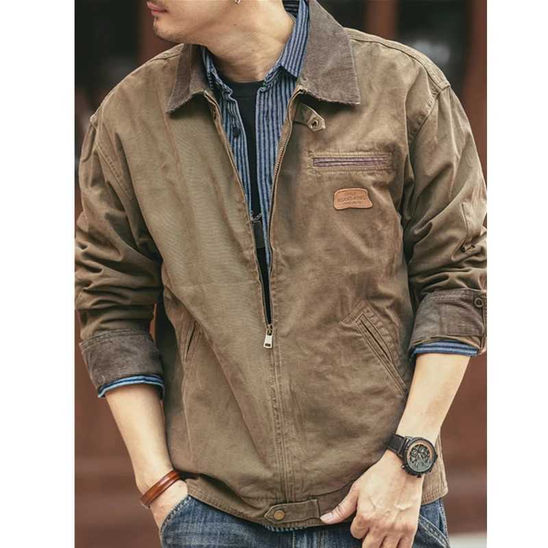 Vintage heavy-duty cargo jacket mens new cotton spring fluffy jacket W241102