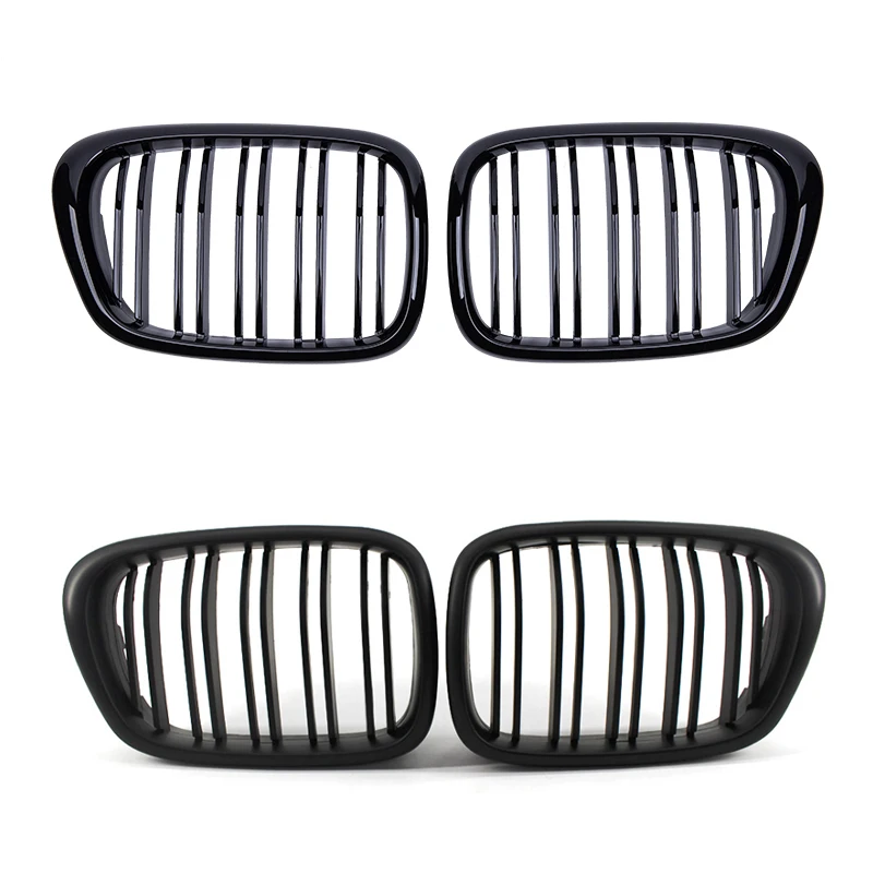 For BMW E39 5 Series 525 528 Gloss Black Grille Car Front Hood Grill Kidney Grilles Racing Grill 99-03 Accessories Dual Line