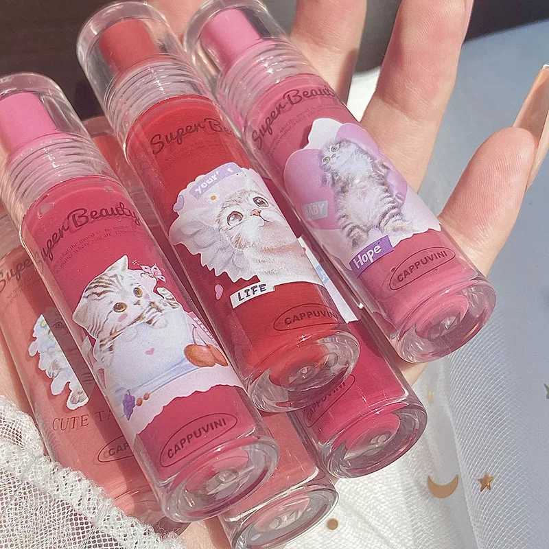Cute Cat Mirror Liquid lipstick Waterproof Moisturizing Jelly lipstick Glossy Lasting Lip Free lipstick Cosmetics W241101
