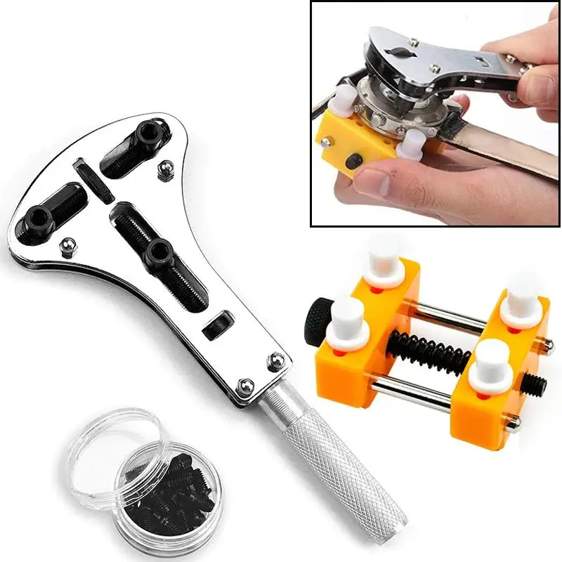 Watch Repair Tools Kit Wrist Watch Case Opener Watch Case Opener 18 Bits Adjustable Screw Back Remover Watch Repair Accessories