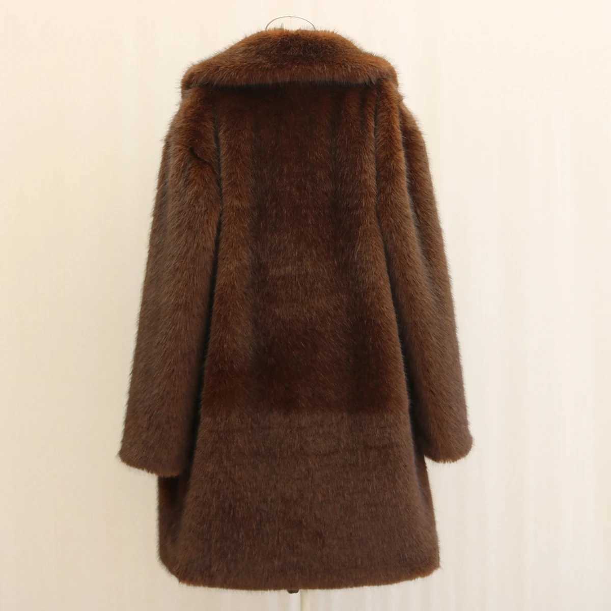 Mens fur coat faux wool coat winter warm long leather clothing large size fashion casualXJ241102