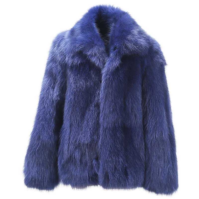 2023 New Fashion Casual Mens Fur Hooded Coat Faux Fox Fur Coat Casual Warm Zipper Short Soft and Comfortable Loose JacketXJ241102