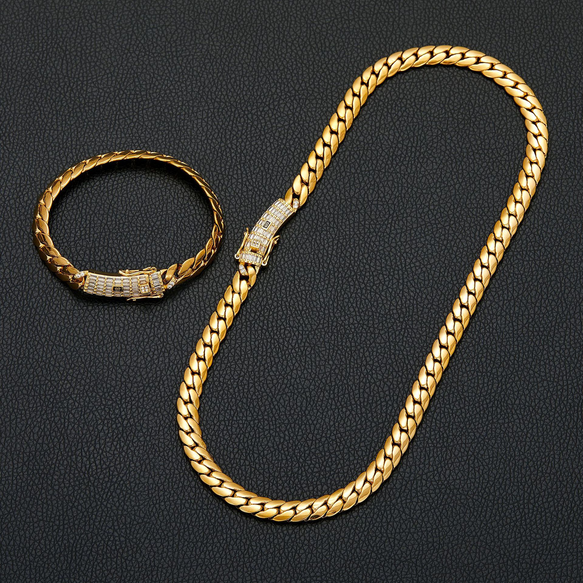 10mm Stainless Steel 18k Gold Plated Miami Snake Cuban Chain Necklace Jewelry