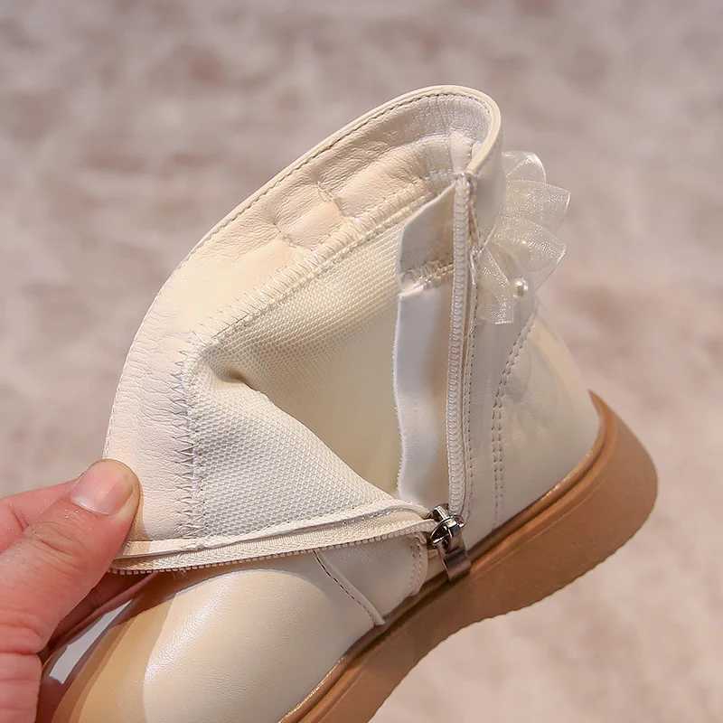 Womens Short Boots with Lace Childrens Princess Lace Side Zipper Anti slip Autumn Fashion and Elegant Womens Ankle Boots Pu Leather M241102