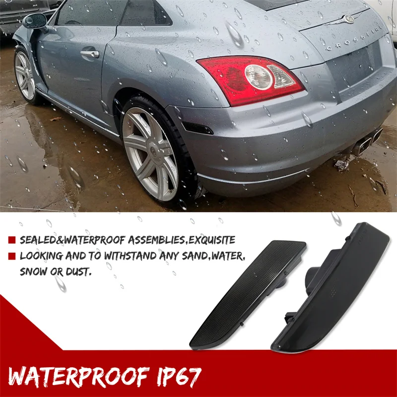 Gtinthebox Car Front / Rear Bumper Side Marker Light Housing Shells For Chrysler Crossfire 2004-2008 Turn Signal Light, No Bulb