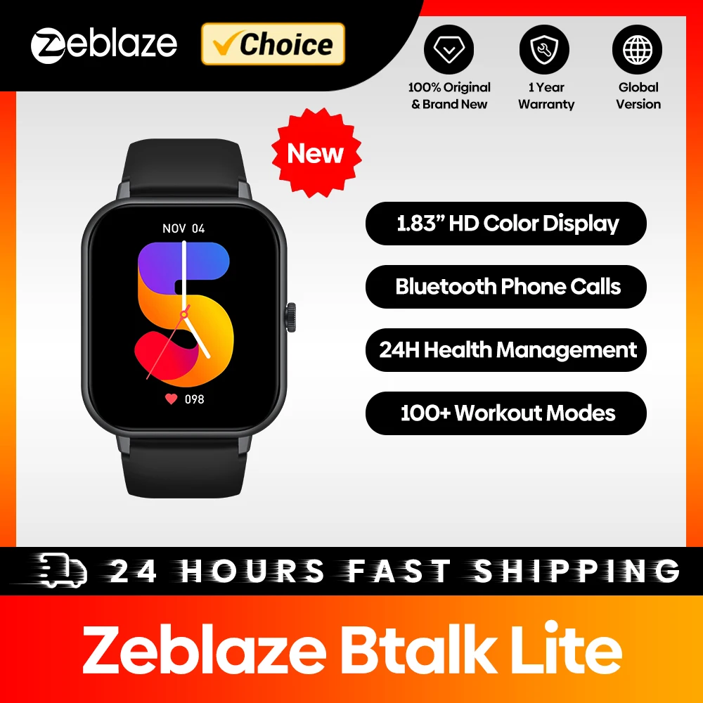 2025 Zeblaze Btalk Lite Voice Calling Smart new Watch 24H Health Monitor 100+ Sports Modes 200+ Watch Faces Smartwatch for Men Women