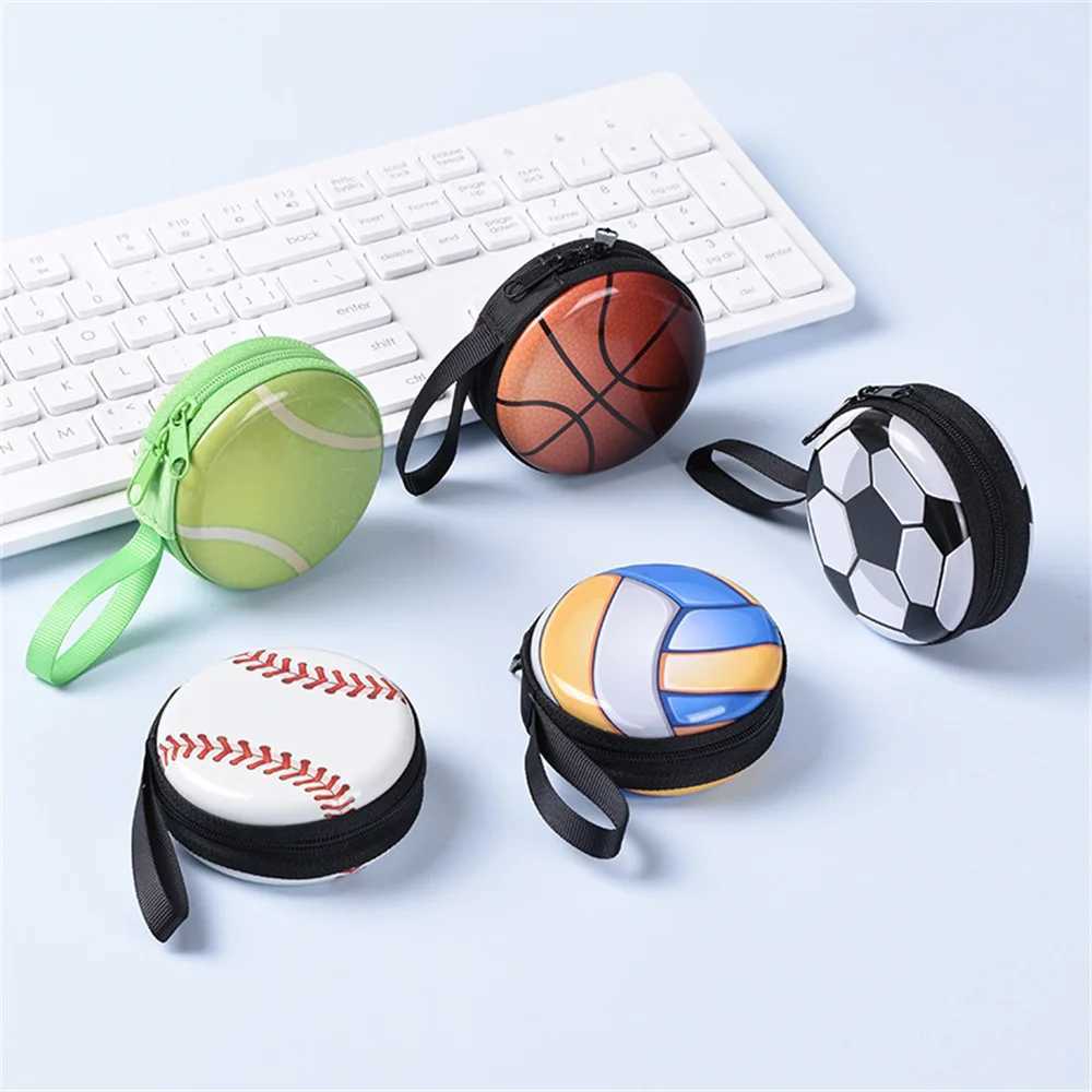 Small Ball Purses With Wristband Football Basketball Dinosaurs Printed Zipper Pouch For Coin Card Key Storage Earphe BoxXJ241111