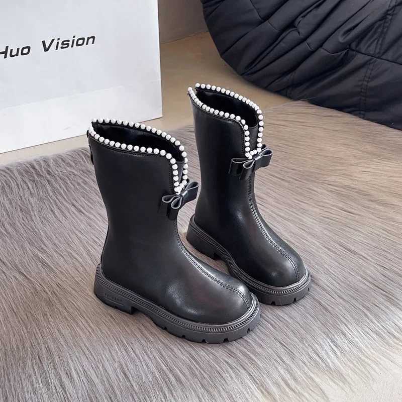Girls cotton boots cute and elegant childrens princess boots thick soled Versatile childrens tight boots round toe zipper fashionable M241102