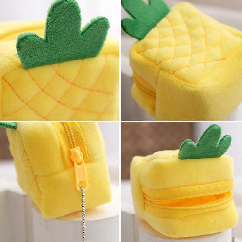 Plush Watermel Orange Fruit Women Coin Purse Mini Cute Oval Zipper Children Girl Coin Wallet Keychain USB Cable Headset BagXJ241111