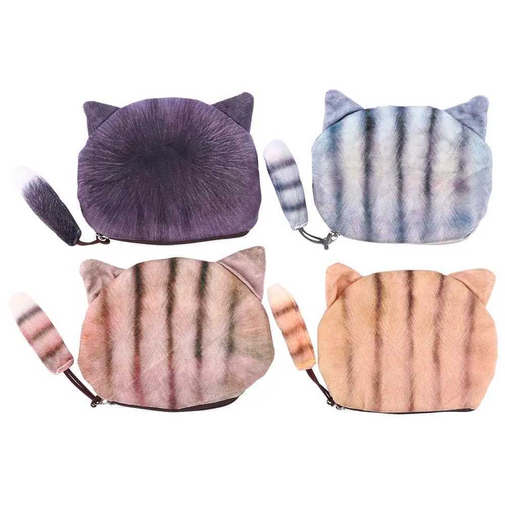 New DIY Woman Cute Design Big Face Small Tail Coin Bag with Zipper Carto Zero Wallet Head MeowXJ241111
